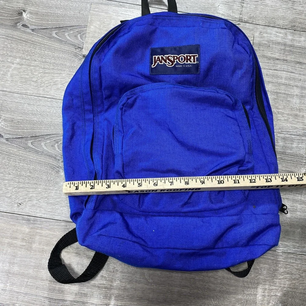 Vintage‎ JanSport Backpack Royal Blue Made in USA Classic Daypack School Bag